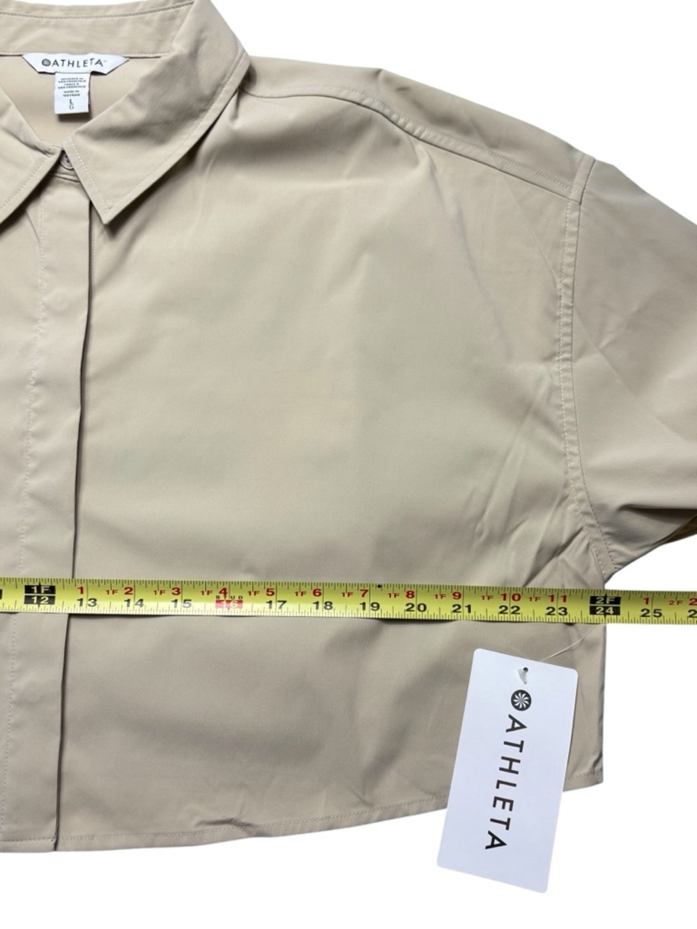 NWT Athleta Midday Ultra Cropped Poplin Shirt • Ecru • Size L - Picture 5 of 11